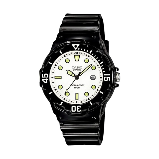 Casio Black Analog Watch with White Dial and Water Resistance LRW-200H-7E1V