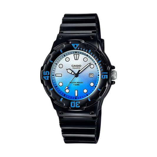 Casio Black Analog Watch with Blue Dial and Water Resistance LRW-200H-2EV