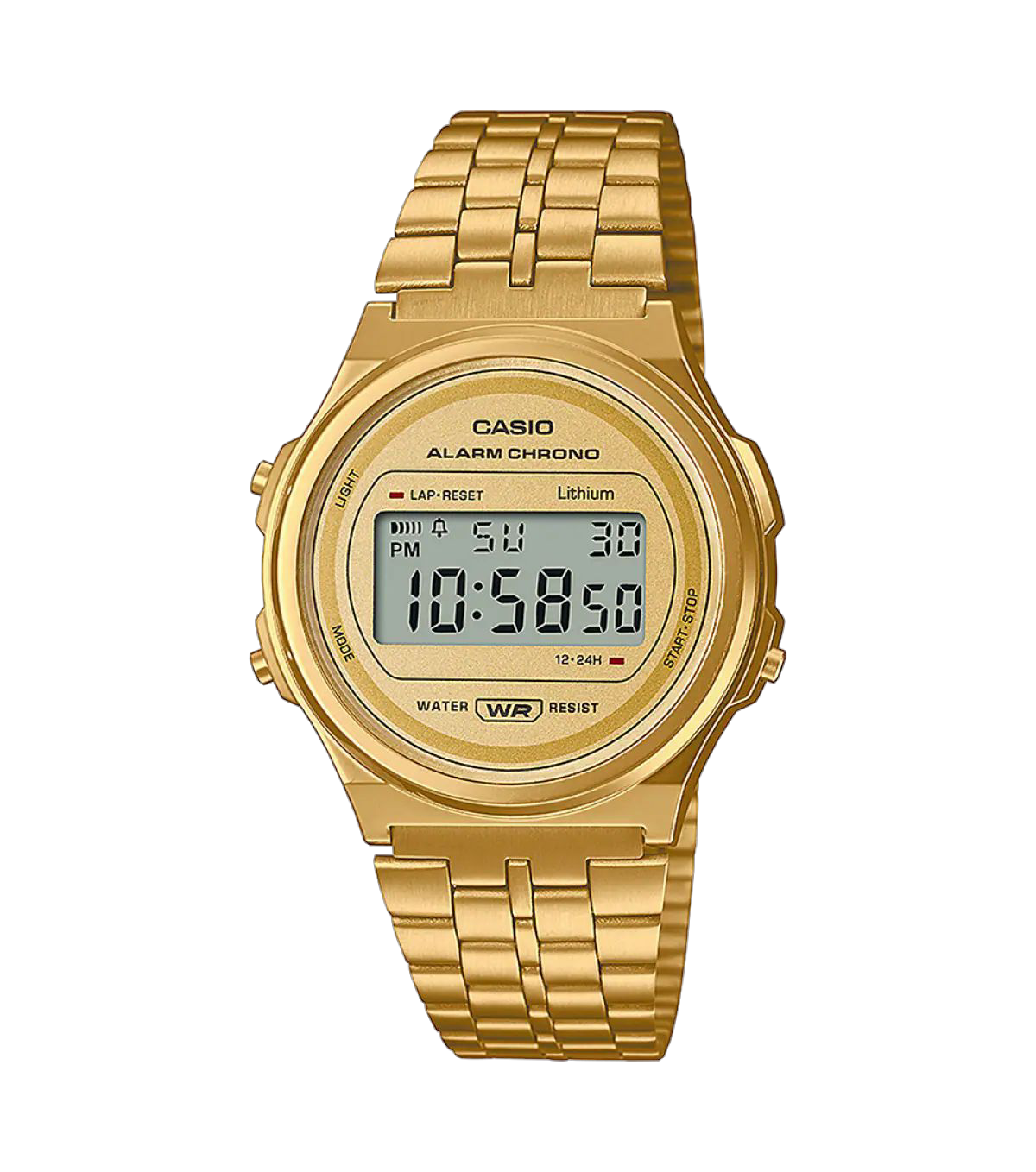 Casio Gold Digital Watch with Stainless Steel Band A171WEG-9A