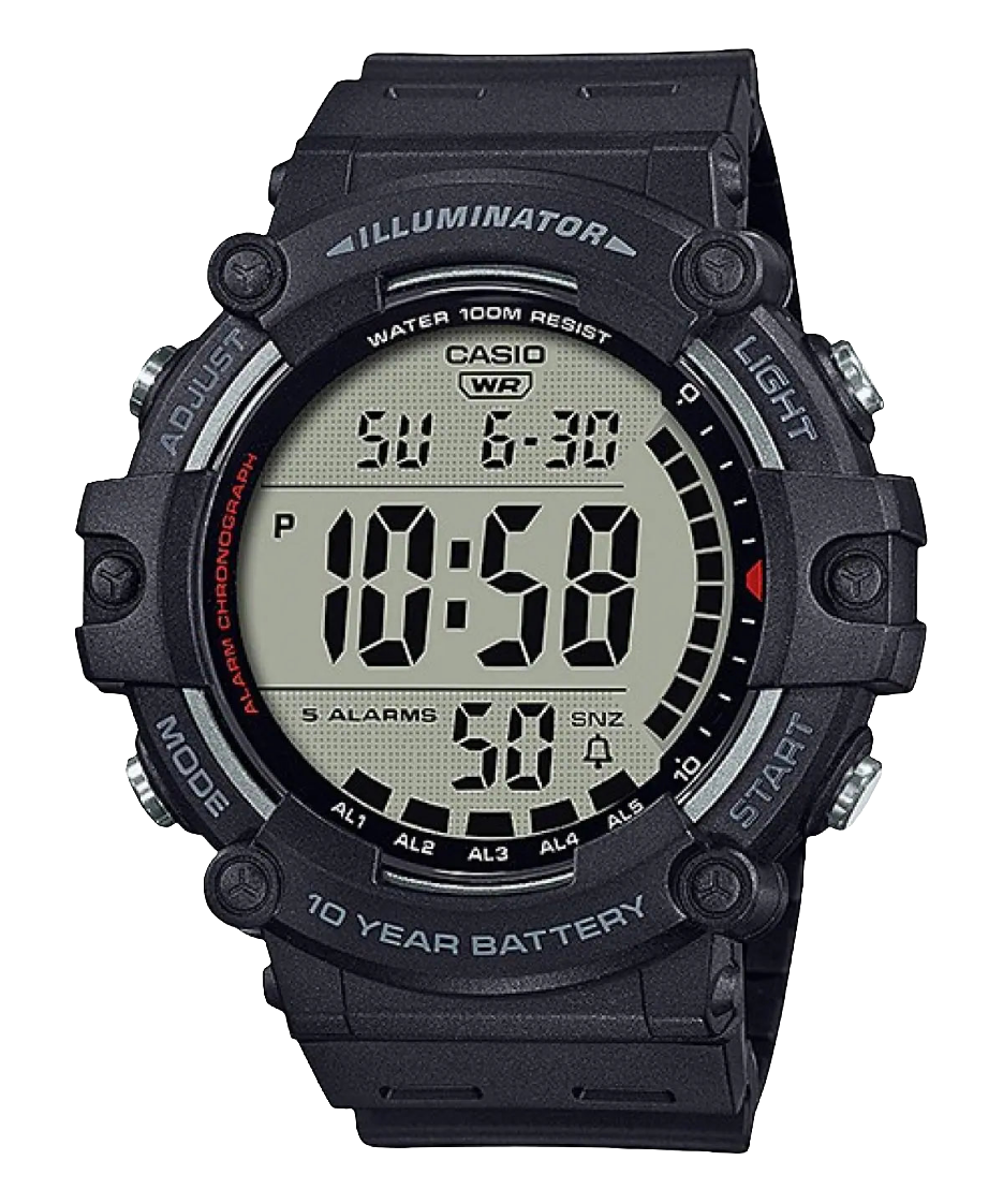 Casio digital resin strap watch with world time and alarm AE-1500WH-1AVDF