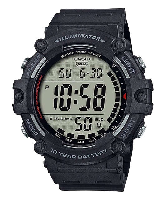 Casio digital resin strap watch with world time and alarm AE-1500WH-1AVDF