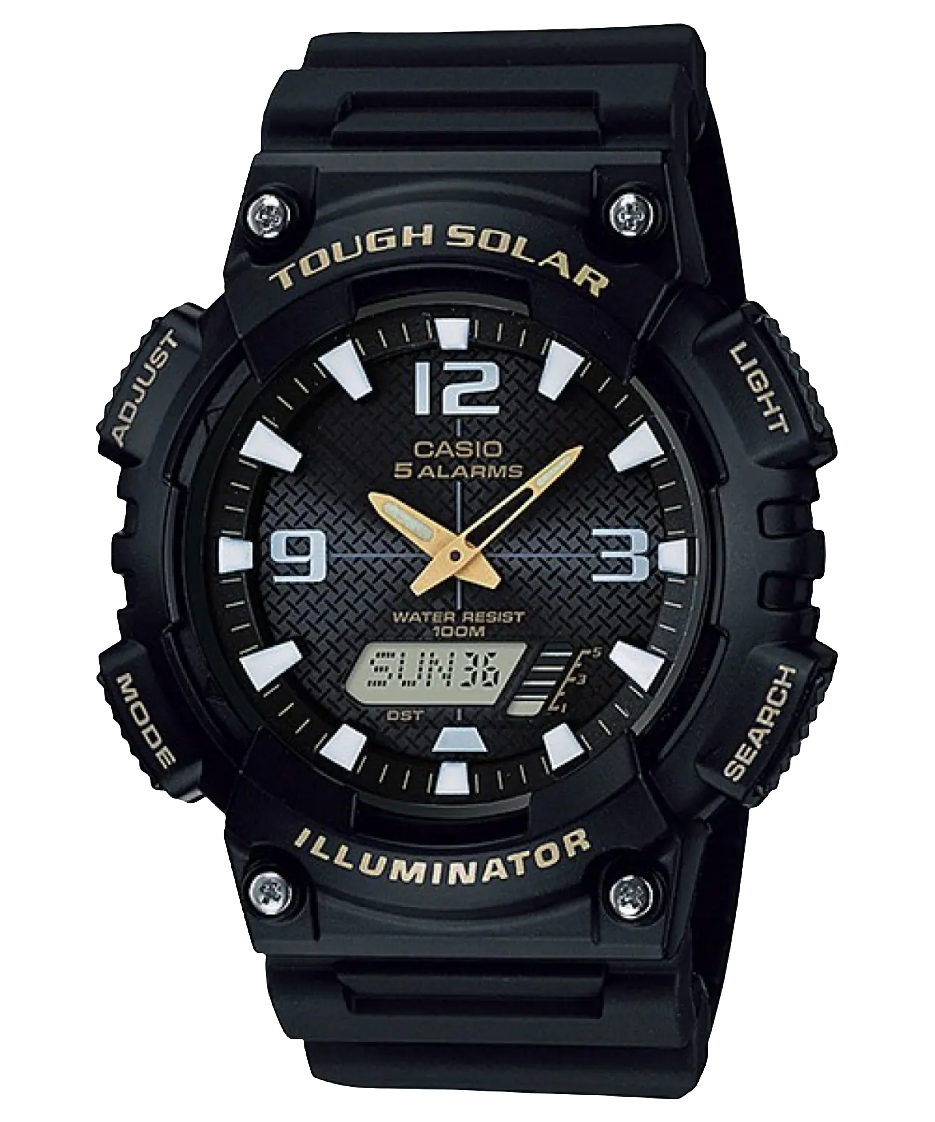 Casio solar-powered watch with black resin band AQ-S810W-1BVDF