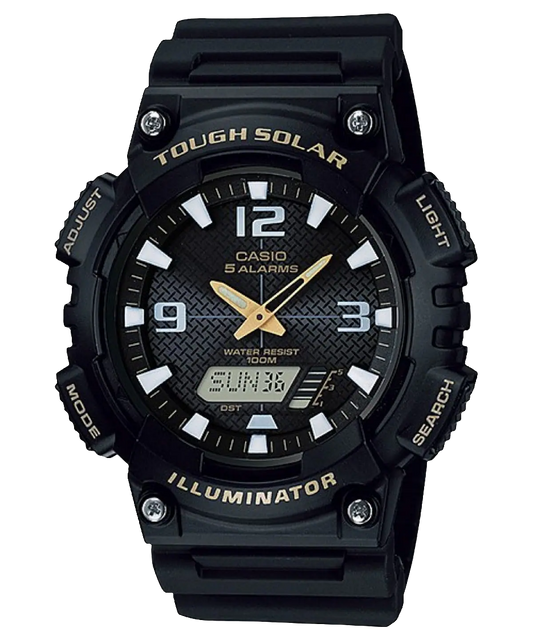 Casio solar-powered watch with black resin band AQ-S810W-1BVDF