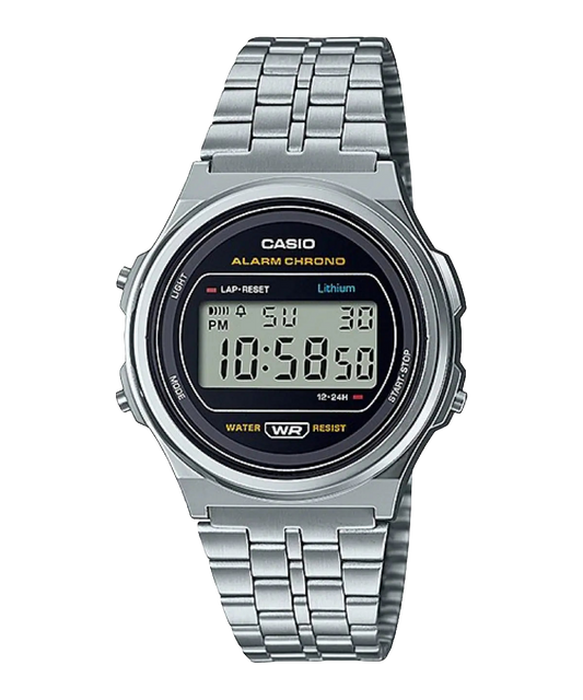 Casio digital stainless steel watch with Round dial A171WE-1ADF