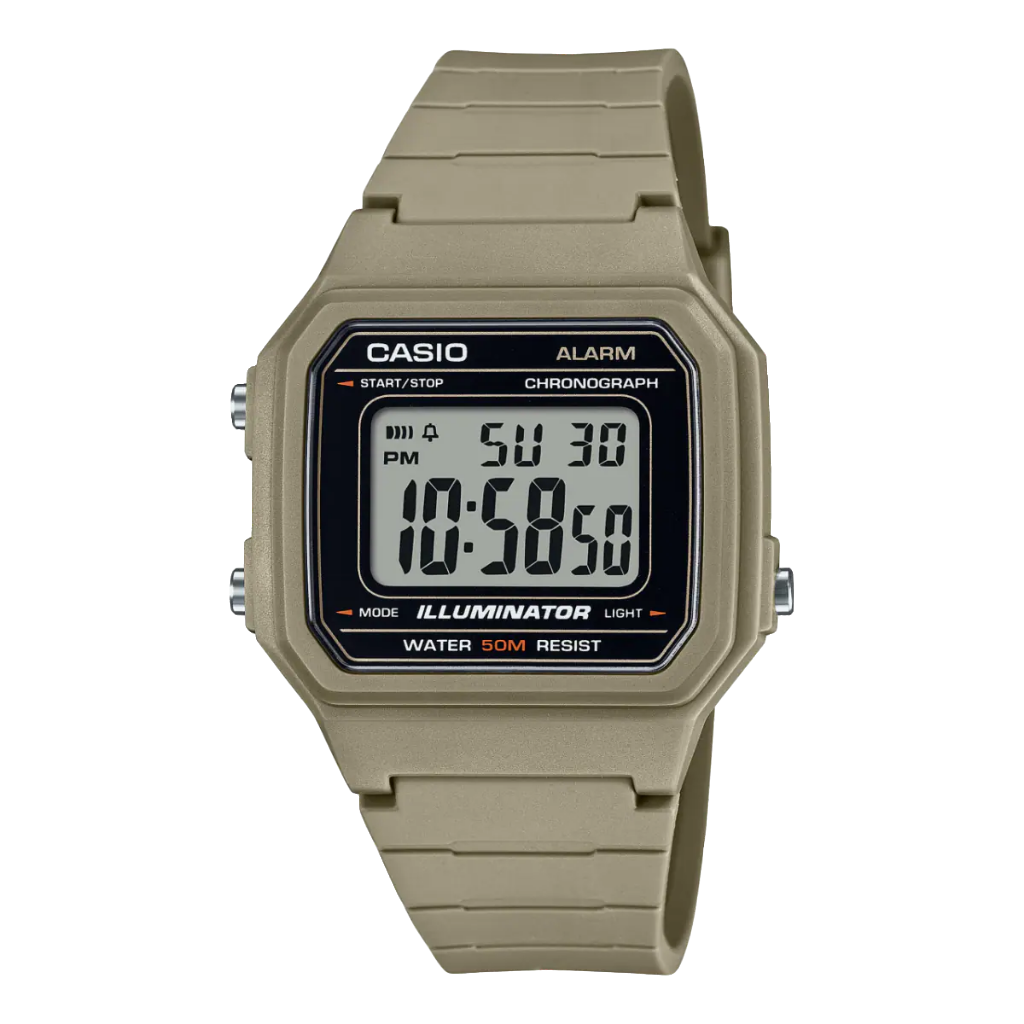 Casio digital resin strap watch with brown dial W-217H-5AVDF