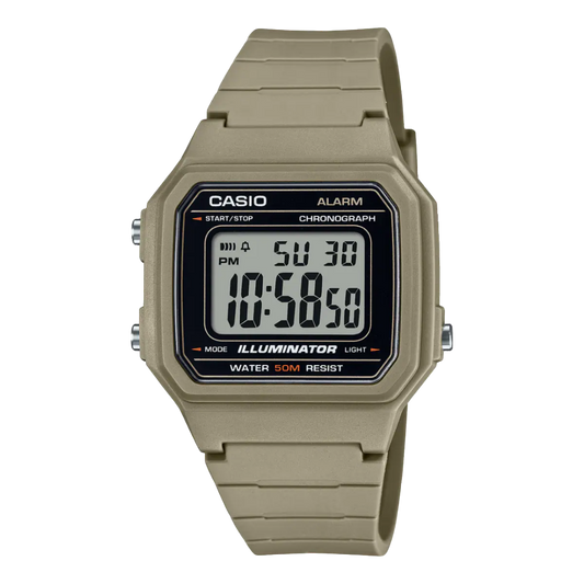 Casio digital resin strap watch with brown dial W-217H-5AVDF