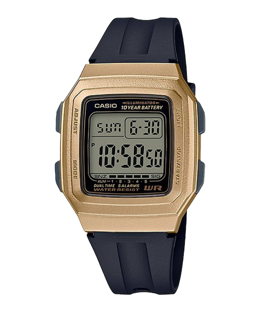 Casio digital resin strap watch with Golden dial F-201WAM-9AVDF