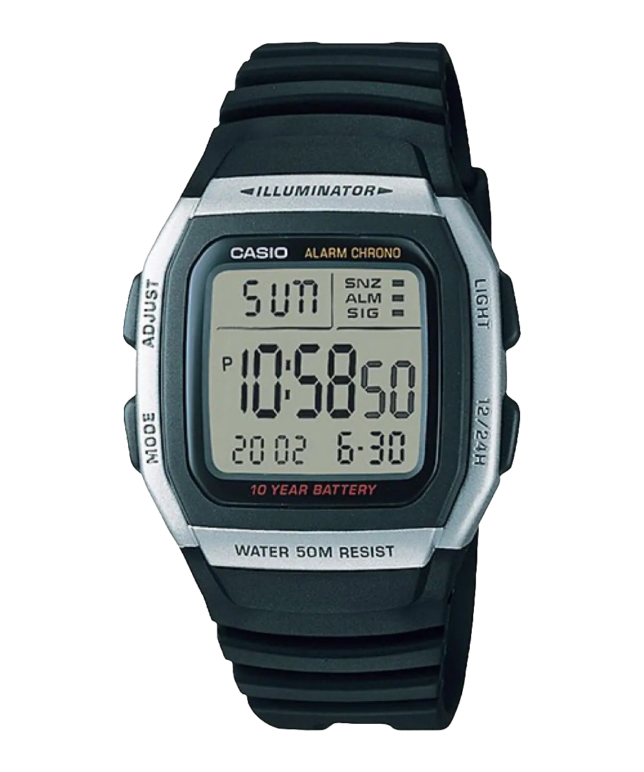 Casio digital resin strap watch with black dial W-96H-1AVDF