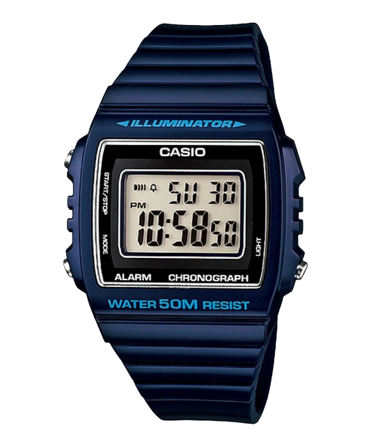 Casio digital resin strap watch with blue dial W-215H-2AVDF