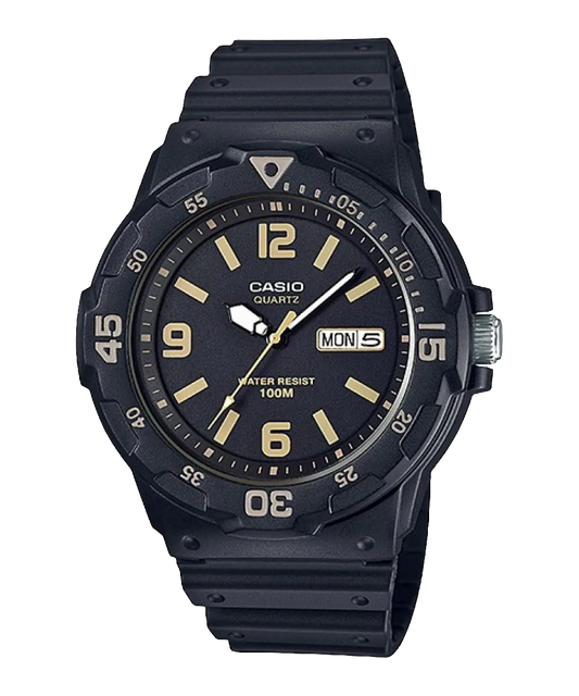 Casio analog watch with black resin band and luminous markers MRW-200H-1B3VDF