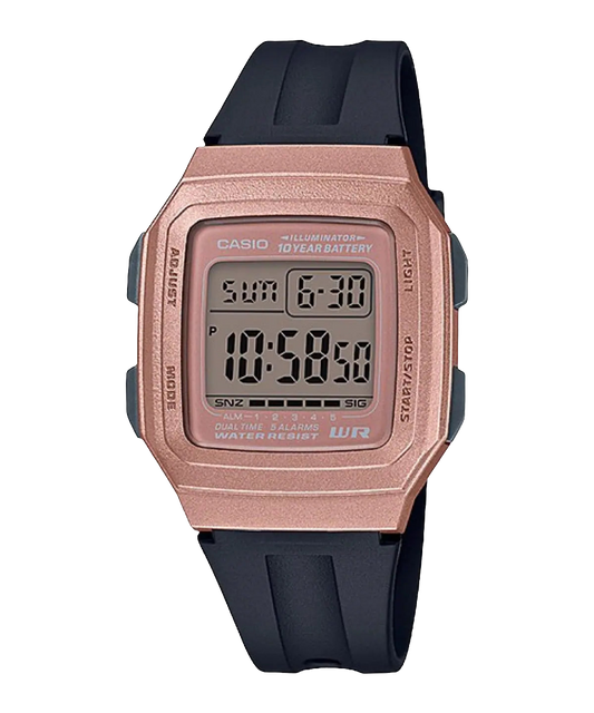 Casio digital resin strap watch with brown dial F-201WAM-5AVDF