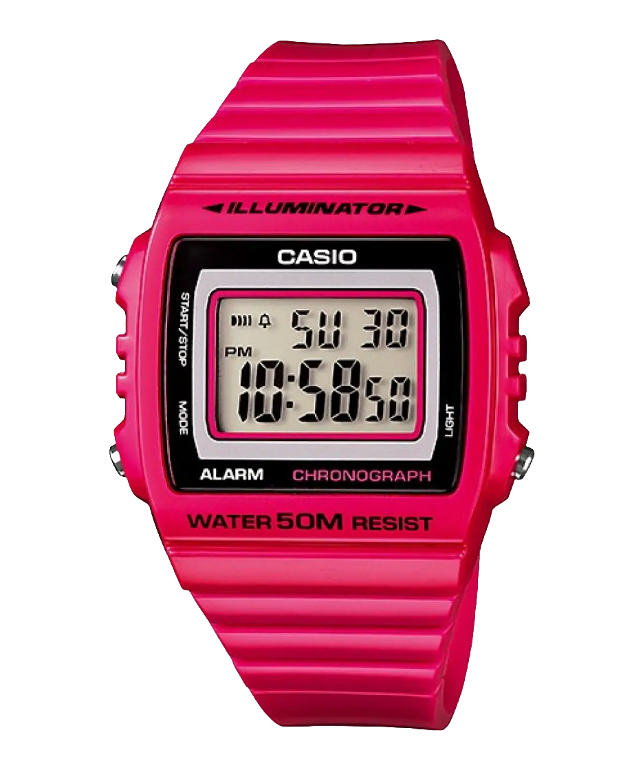 Casio digital resin strap watch with red dial W-215H-4AVDF