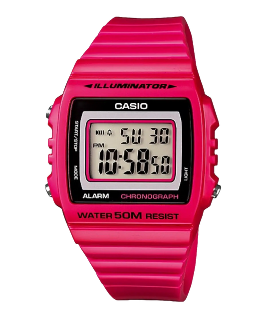 Casio digital resin strap watch with red dial W-215H-4AVDF