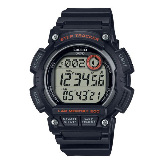 Casio digital resin strap watch with black dial and black band WS-2100H-1AVDF