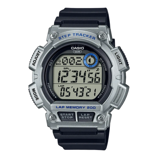 Casio digital resin strap watch with grey case and black band WS-2100H-1A2VDF