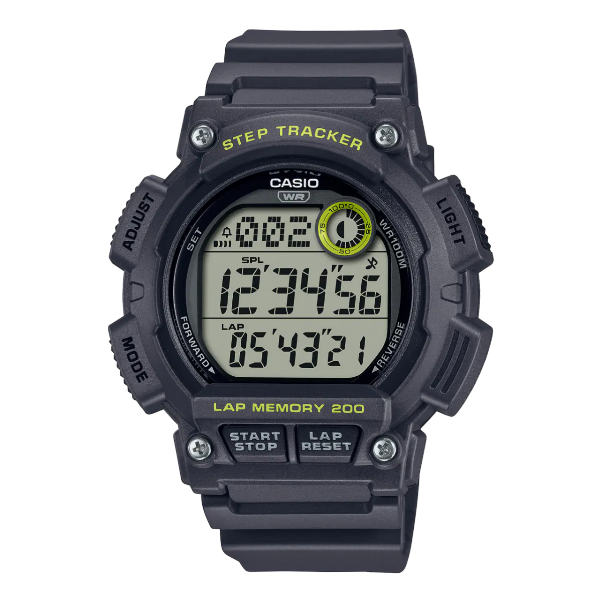 Casio digital resin strap watch with black dial and black band WS-2100H-8AVDF