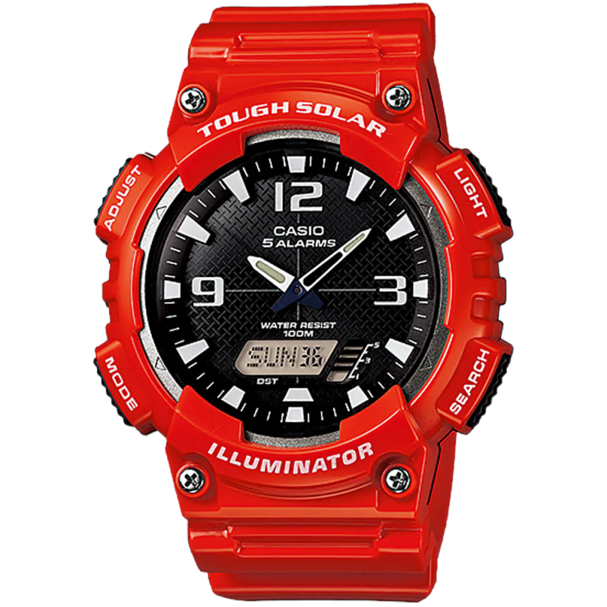 Casio solar-powered watch with red resin band AQ-S810WC-4AVDF